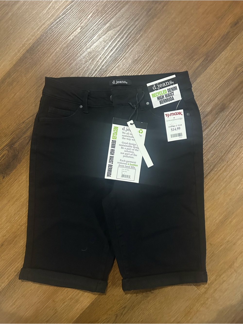 d. jeans Black High Waist Bermuda Shorts